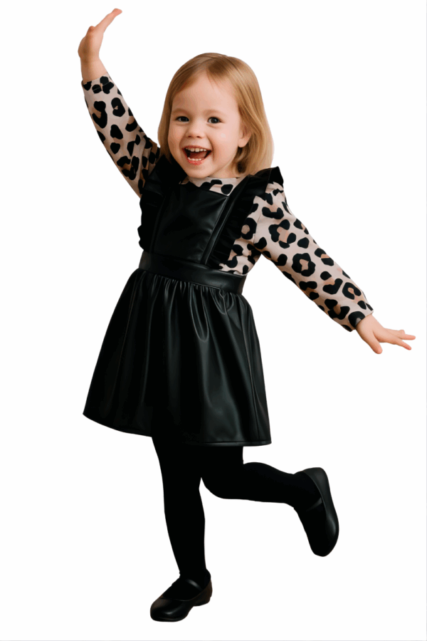 Φόρεμα Δερματινο με Μπλούζα Animal Print SRFN